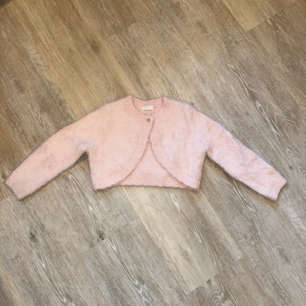 NWOT - NEXT Light Pink Fuzzy Cape Jacket 3-4yo